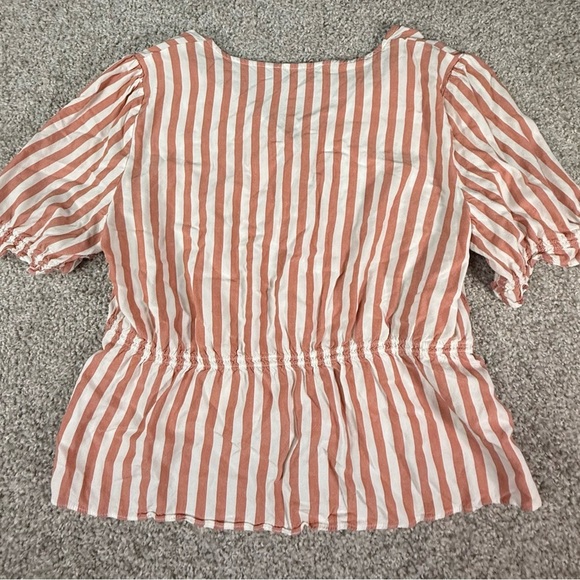 Madewell Courtyard cropped Ruffle-Hem Top | Sz M Orange and white - Picture 4 of 6